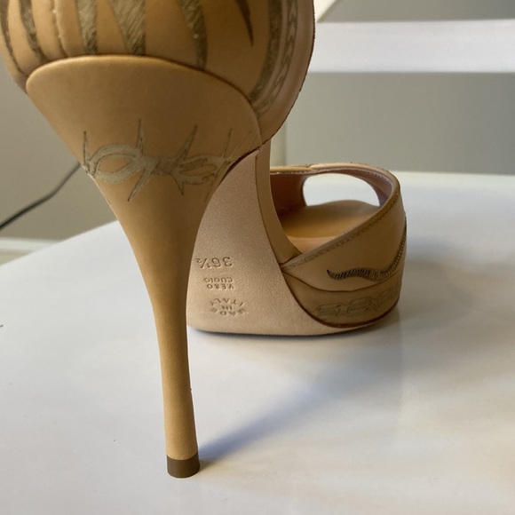 NWB Jean Paul Gaultier Embossed Leather Snake Heels Nude Platform Sandals 36.5 - Picture 12 of 16